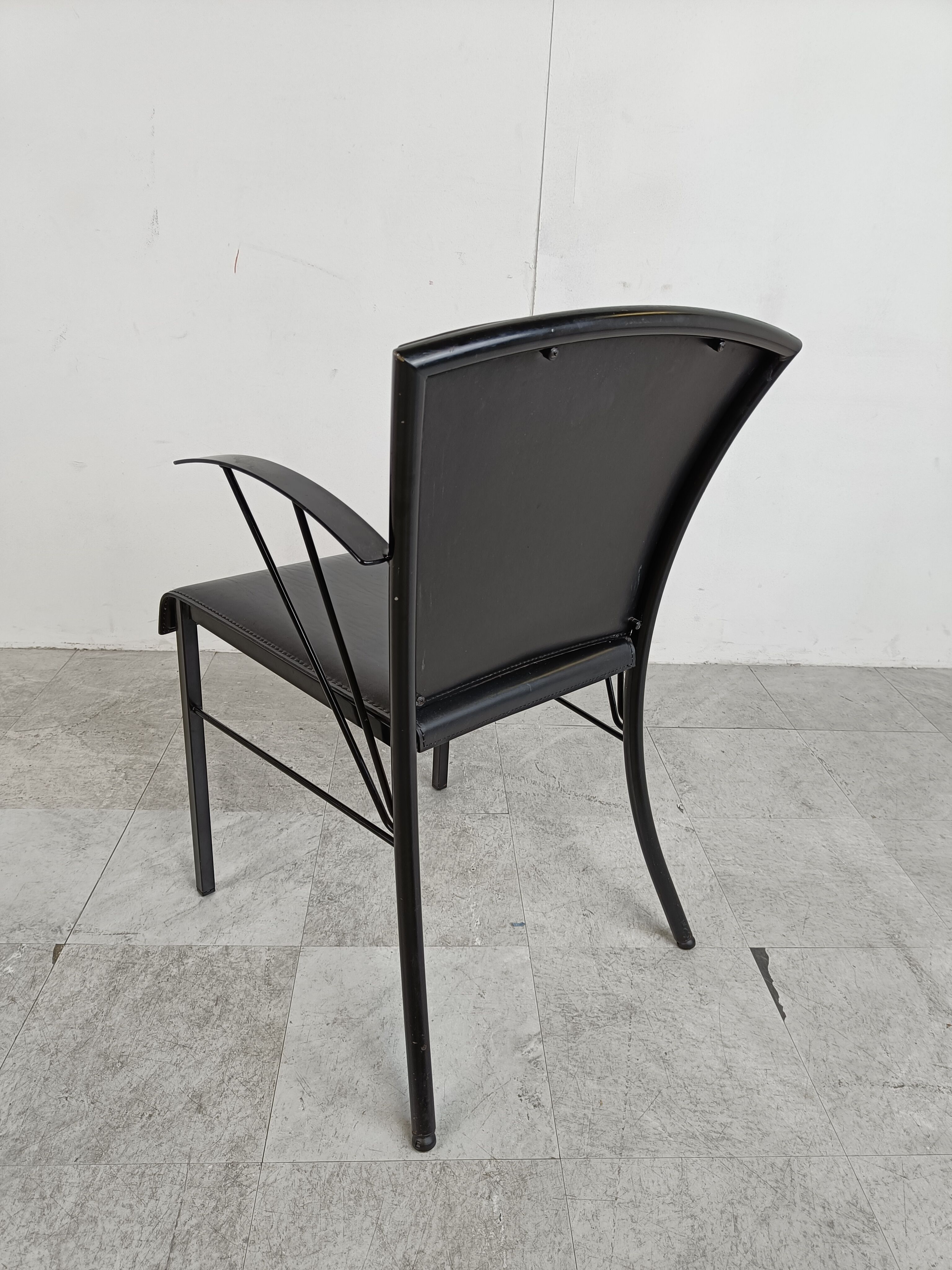Vintage black leather dining chairs by Arrben, 1980s