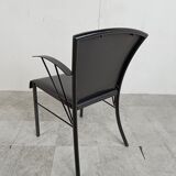 Vintage black leather dining chairs by Arrben, 1980s