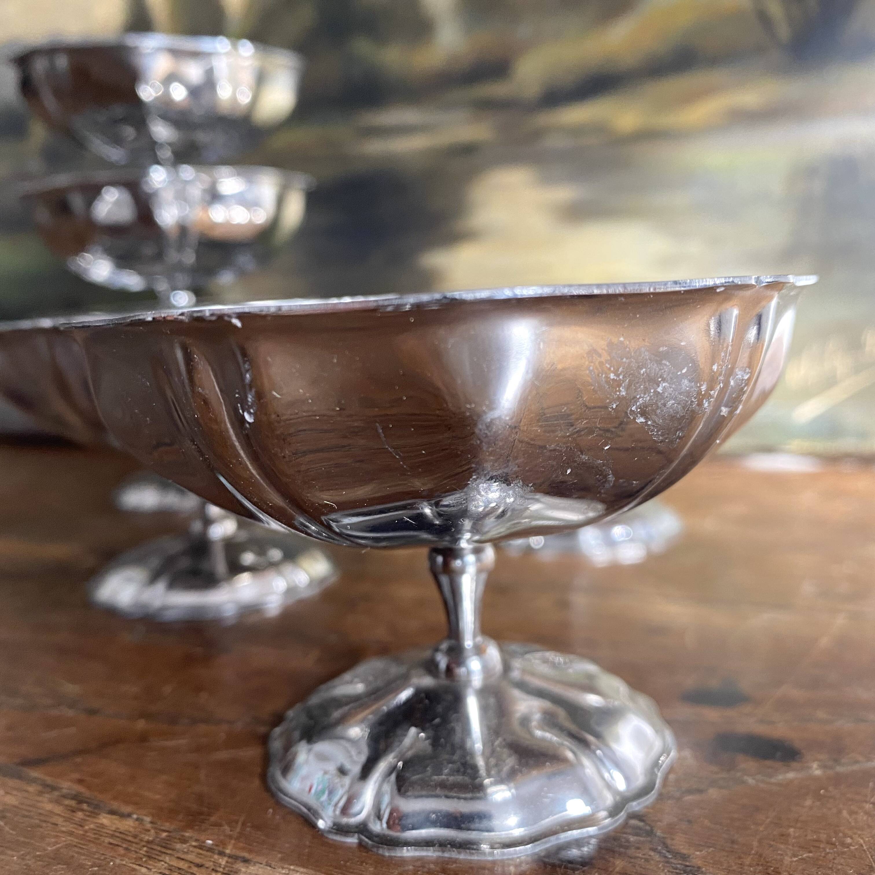 Vintage stainless steel stemmed bowls