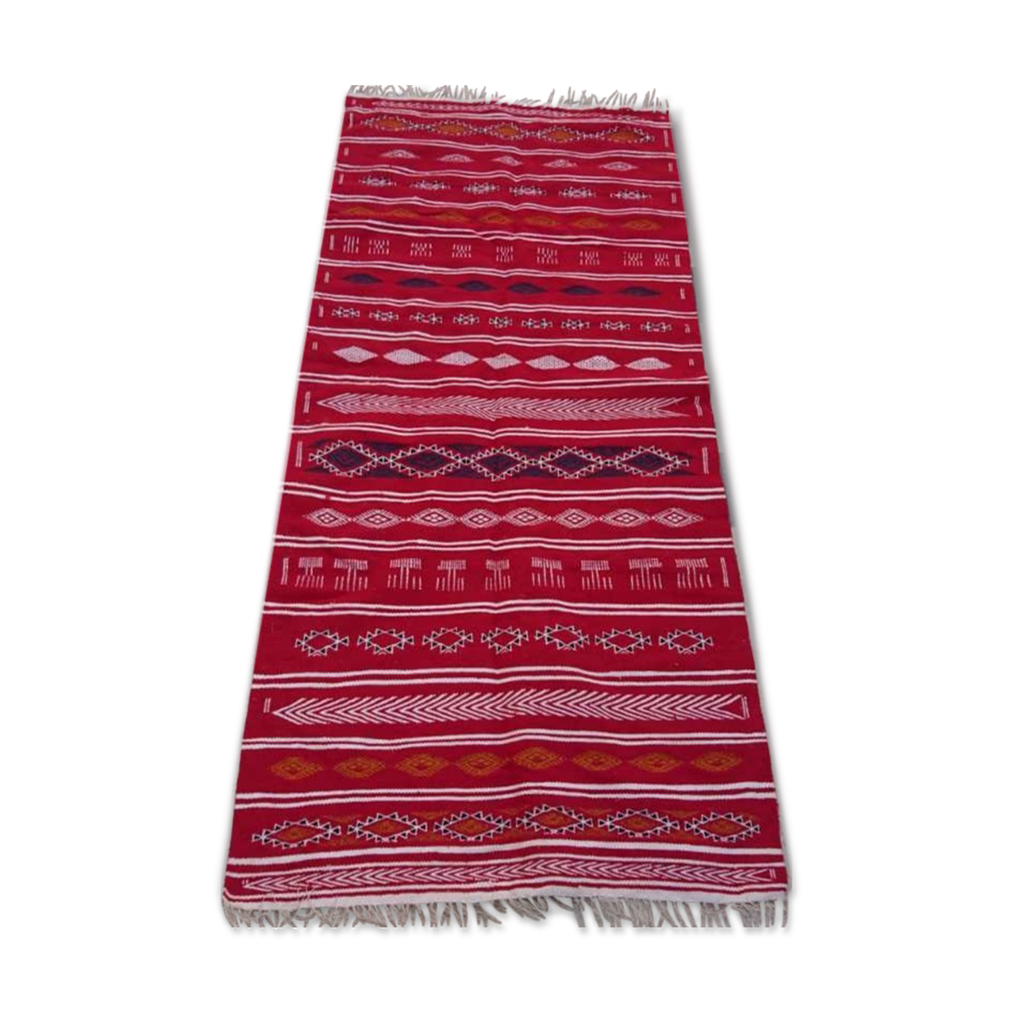 Red corridor handmade carpet large 280x125cm