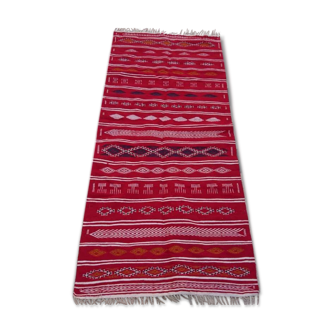 Red corridor handmade carpet large 280x125cm