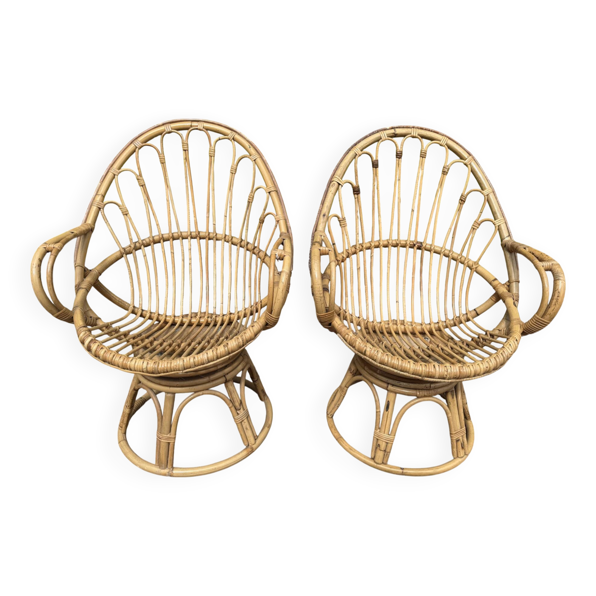 1960s Rattan Egg Chairs from France