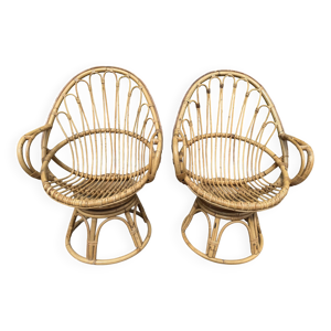 fauteuils Œufs en rotin