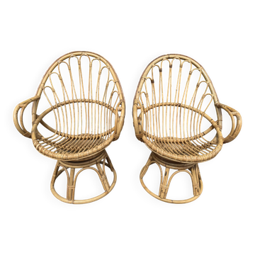1960s Rattan Egg Chairs from France