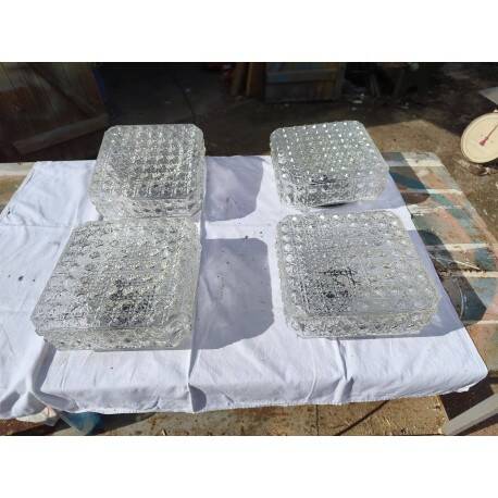 4 vintage ceiling lights from the 1960s in glass