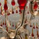 Vintage italian murano glass crystal macaroni beaded chandelier, 1950s