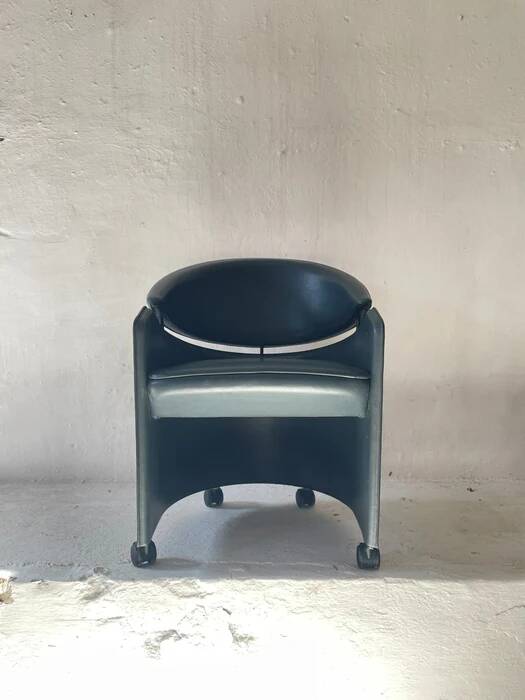 Italian leather armchair on casters by Matteo Grassi, 1990s
