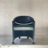 Italian leather armchair on casters by Matteo Grassi, 1990s