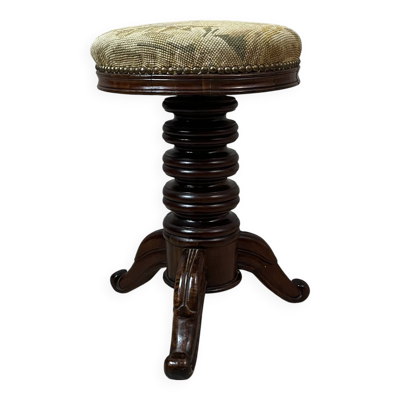 Tabouret de piano en noyer