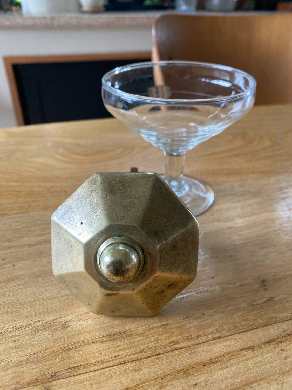 Octagonal brass door handle