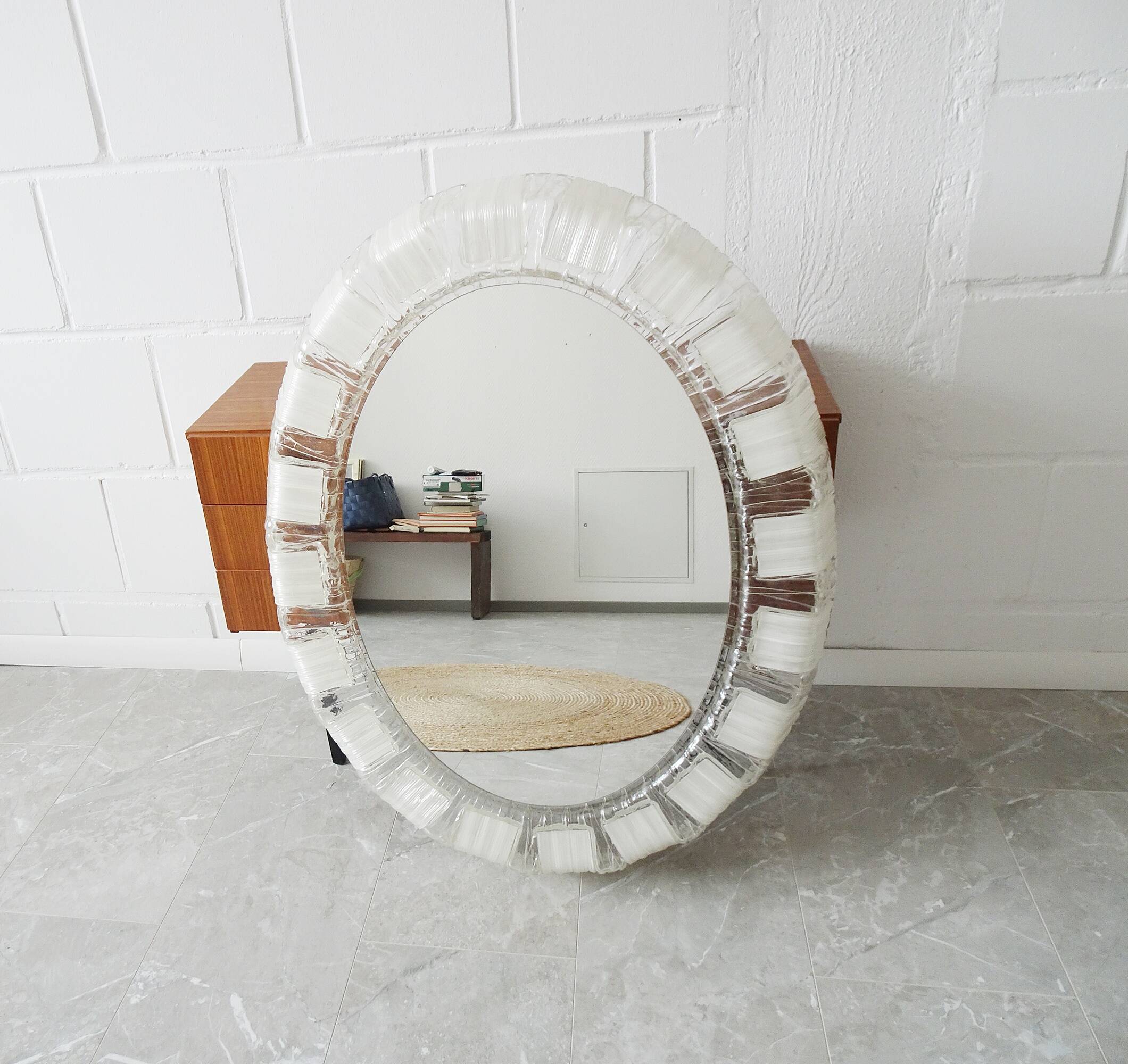 Illuminated mirror acrylic glass - mid century wall decoration