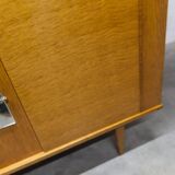 1970 Scandinavian wardrobe with shelves and mirror, 21x126, 2 doors.