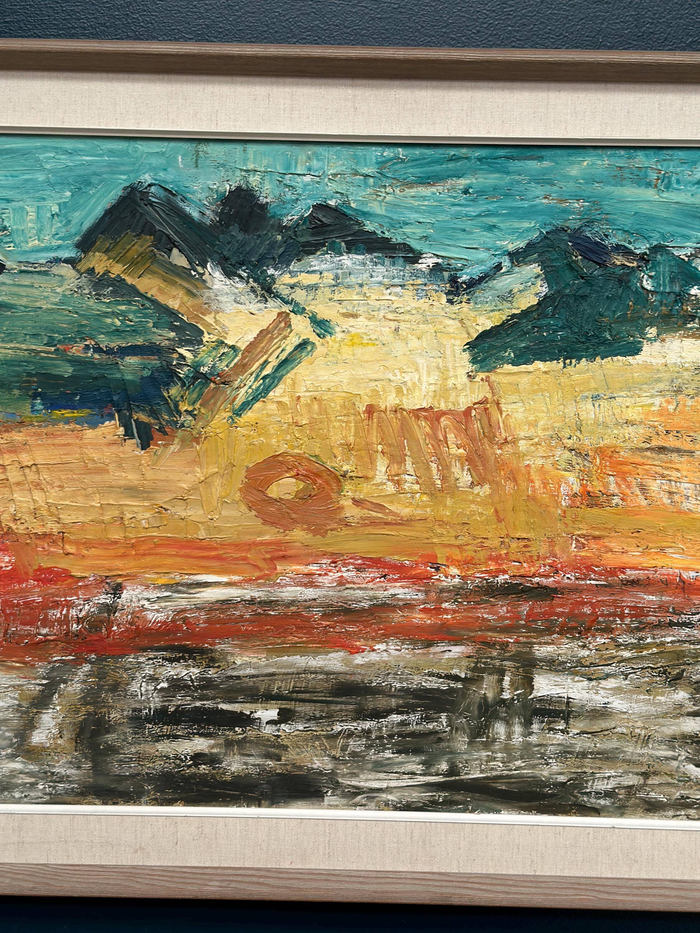 Original Swedish Oil on Panel - "Abstract Landscape" by Ragnar Godin - Dated 1968 - Framed