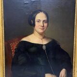 Oil on canvas by charles fournier portrait of femme au camee 1840
