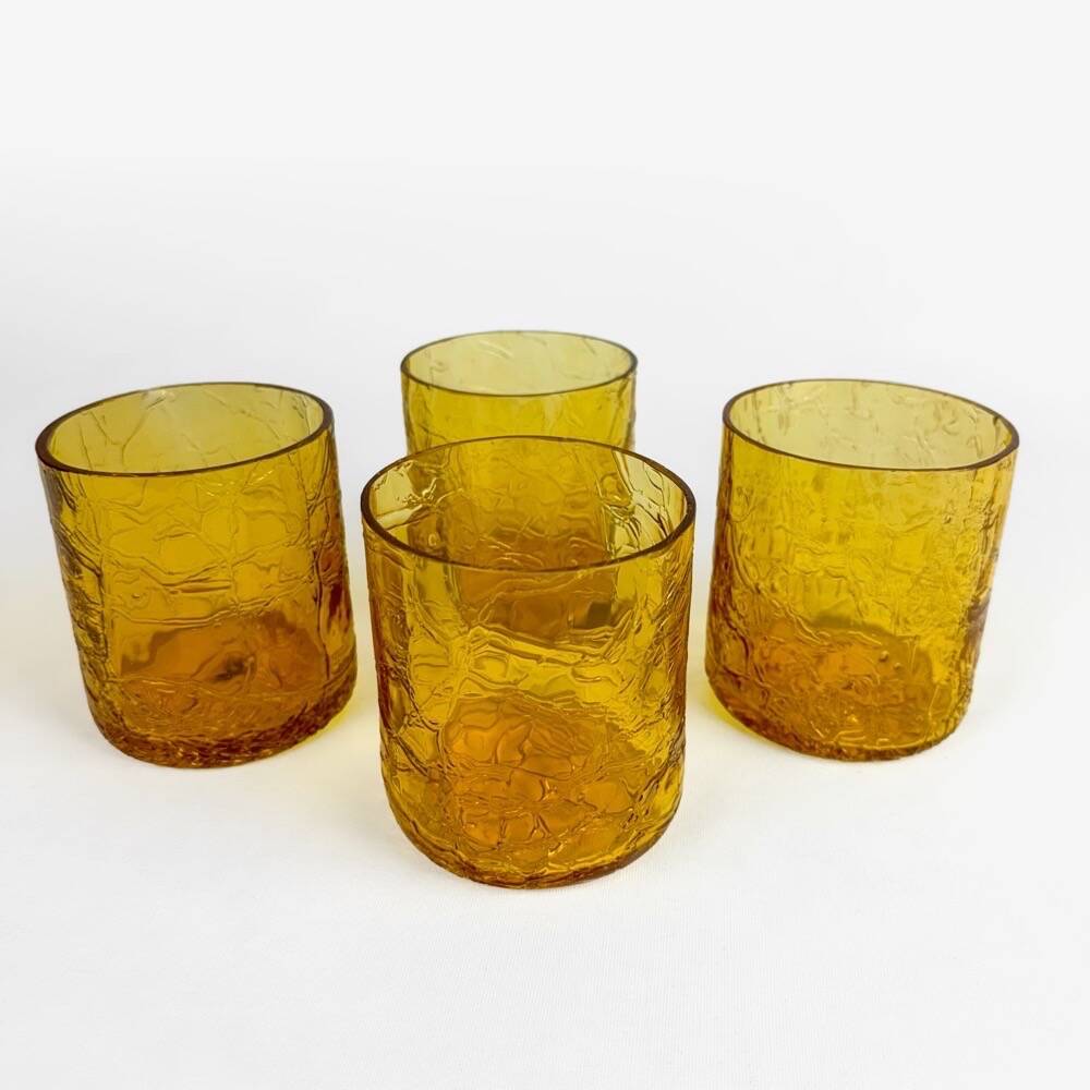 70s Blown Amber Whiskey Glasses