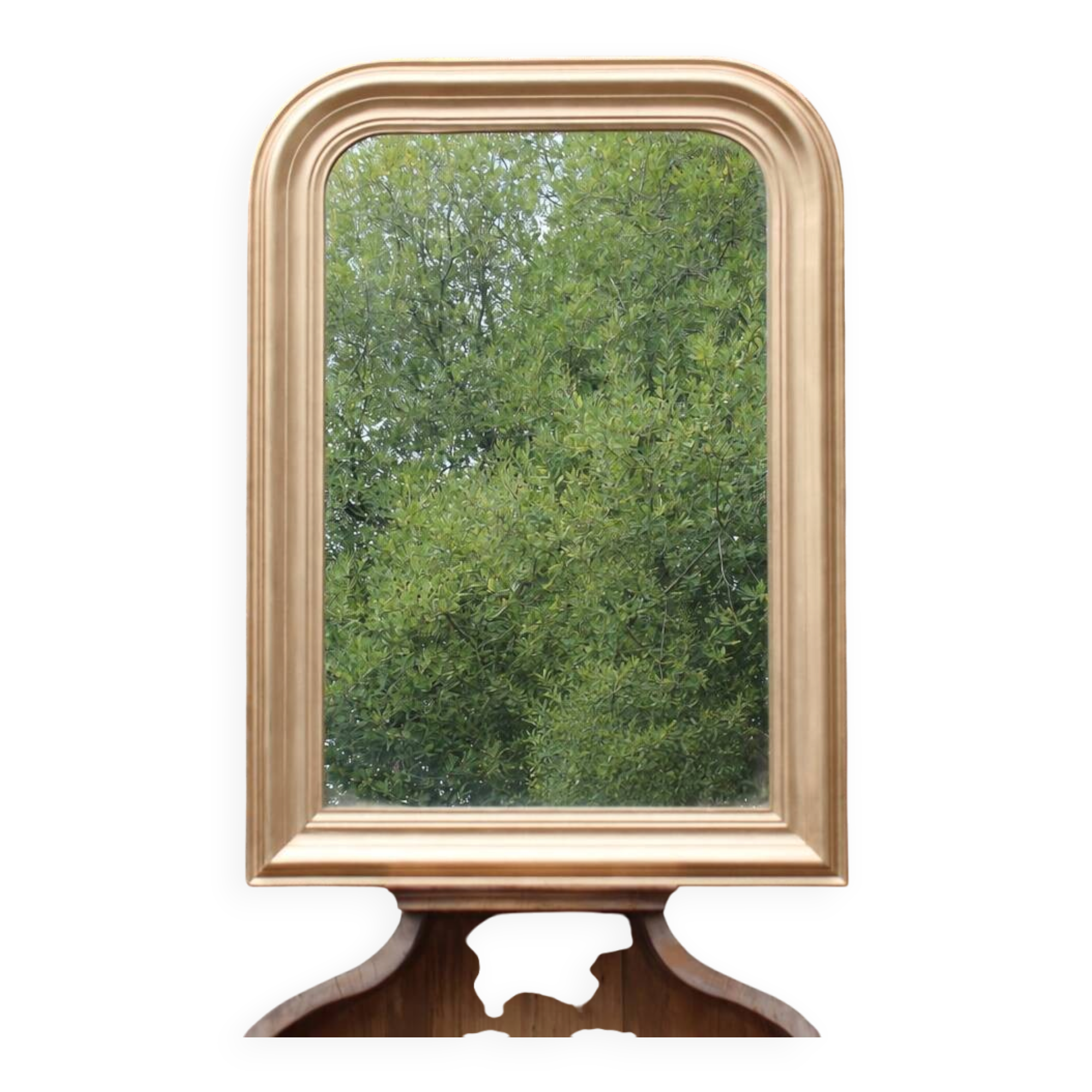 Vintage champagne gold wooden mirror – Louis-Philippe style – 86 × 62 cm
