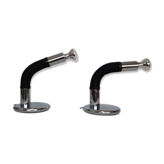Paire de lampes chromées vintage directionnelles, targetti sankey.