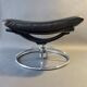 Vintage black leather ottoman by Ake Fribytter for Nelo Möbel, Sweden 1970s.