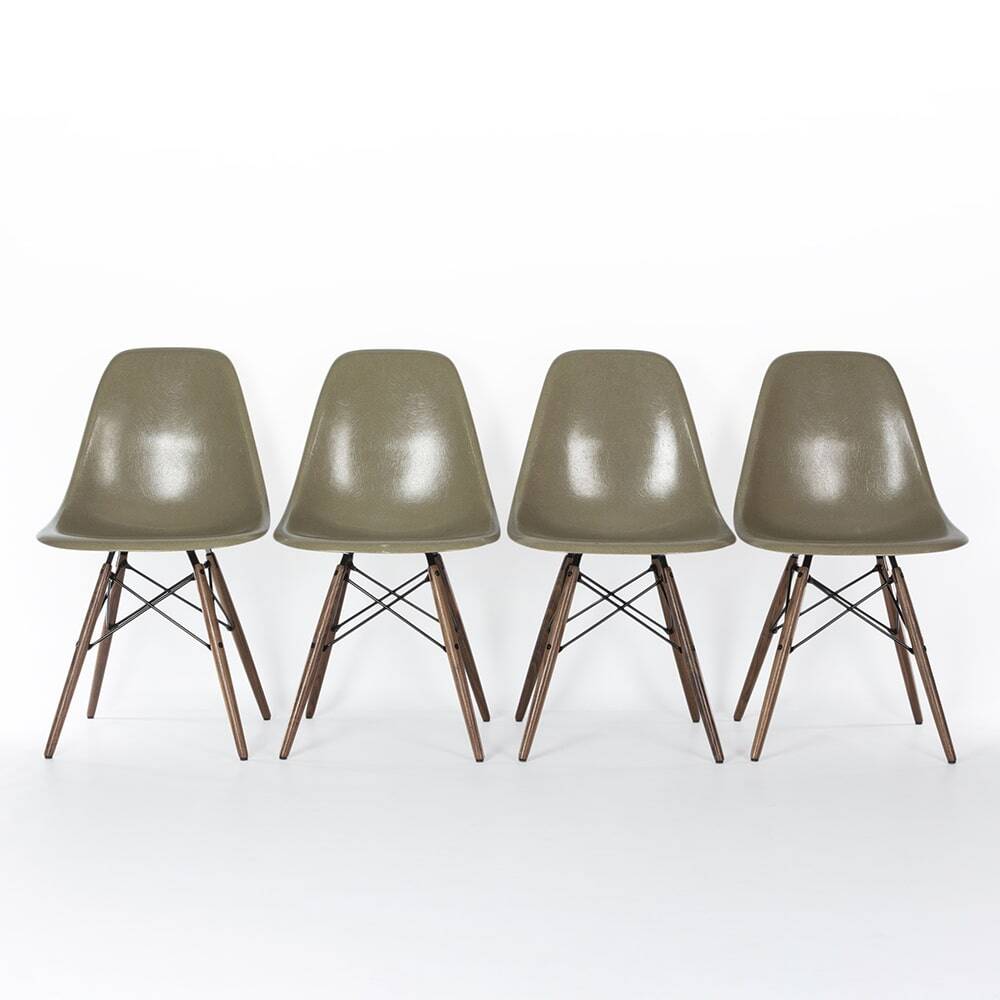 Raw Umber Set (4) Herman Miller Vintage Original Eames DSW Side Shell Chair