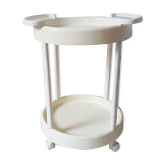 Vintage bar table, white plastic, round table, 70s, Simo, made in Italy