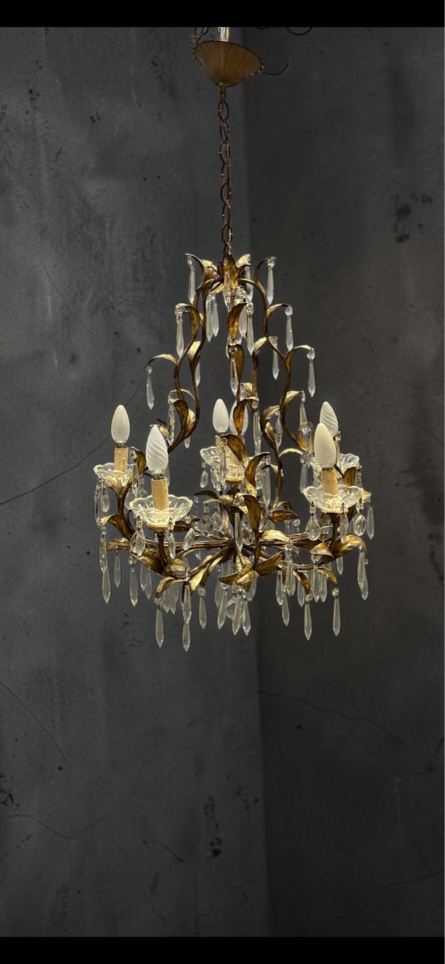 Italian Florentine Tole Chandelier, Italy, 1950s