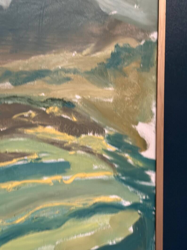 Swedish Oil on Panel “Landscape” by Lars Stocks,Framed & Vintage 77 × 57 cm