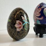 Vintage cloisonné enamelled eggs