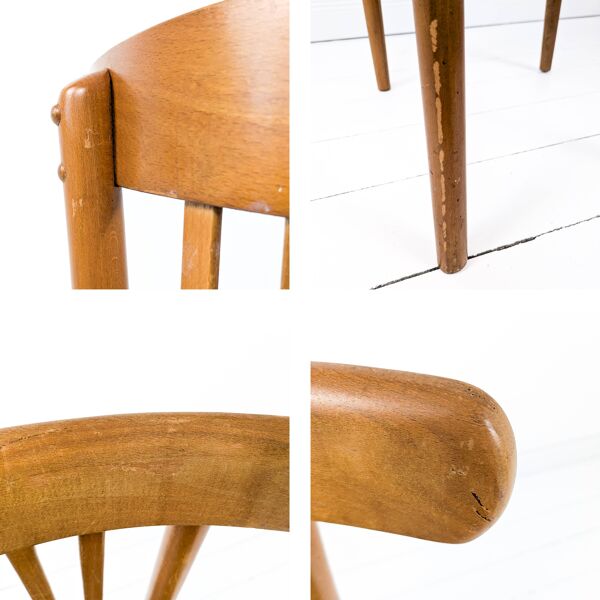 2pcs Chaise de café Chaise de bistrot Mid Century Vintage Café Bistro Streb