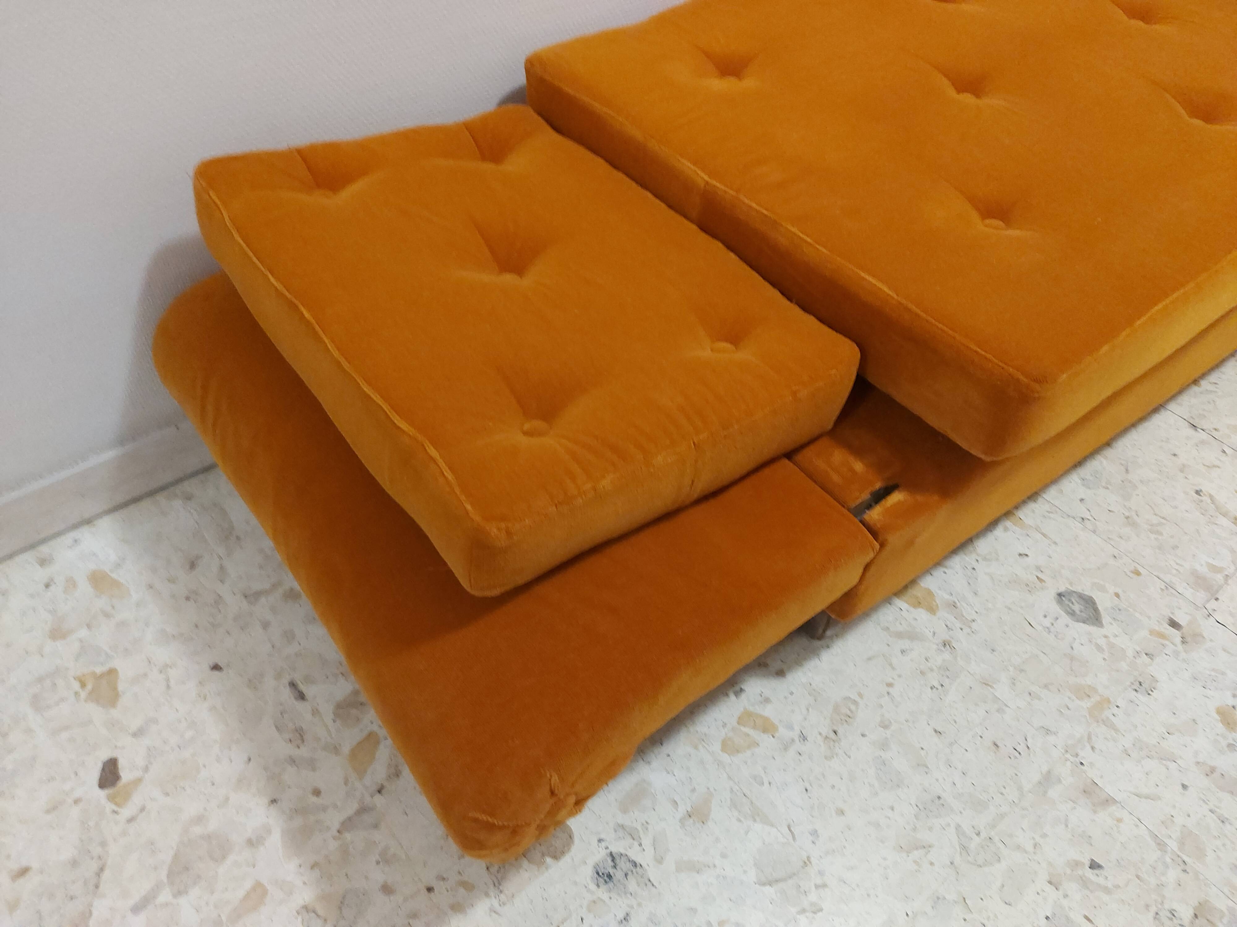 Sofa, daybed art deco, orange velvet