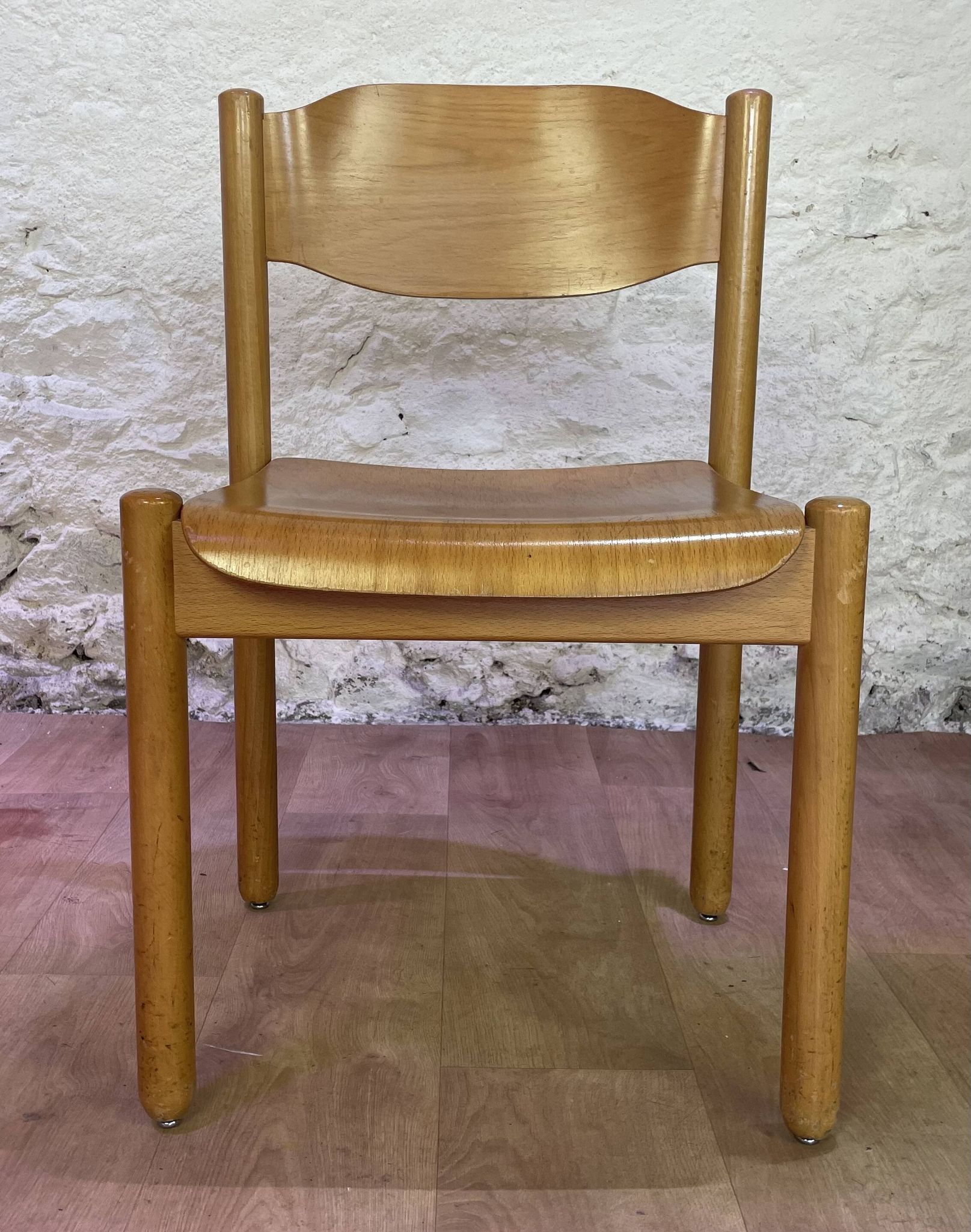 Set of 6 stackable vintage wooden chairs