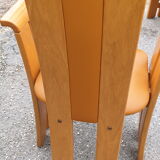 4 fauteuils de table design bois et cuir
