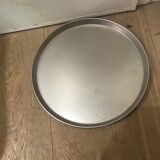 Large round matt steel tray