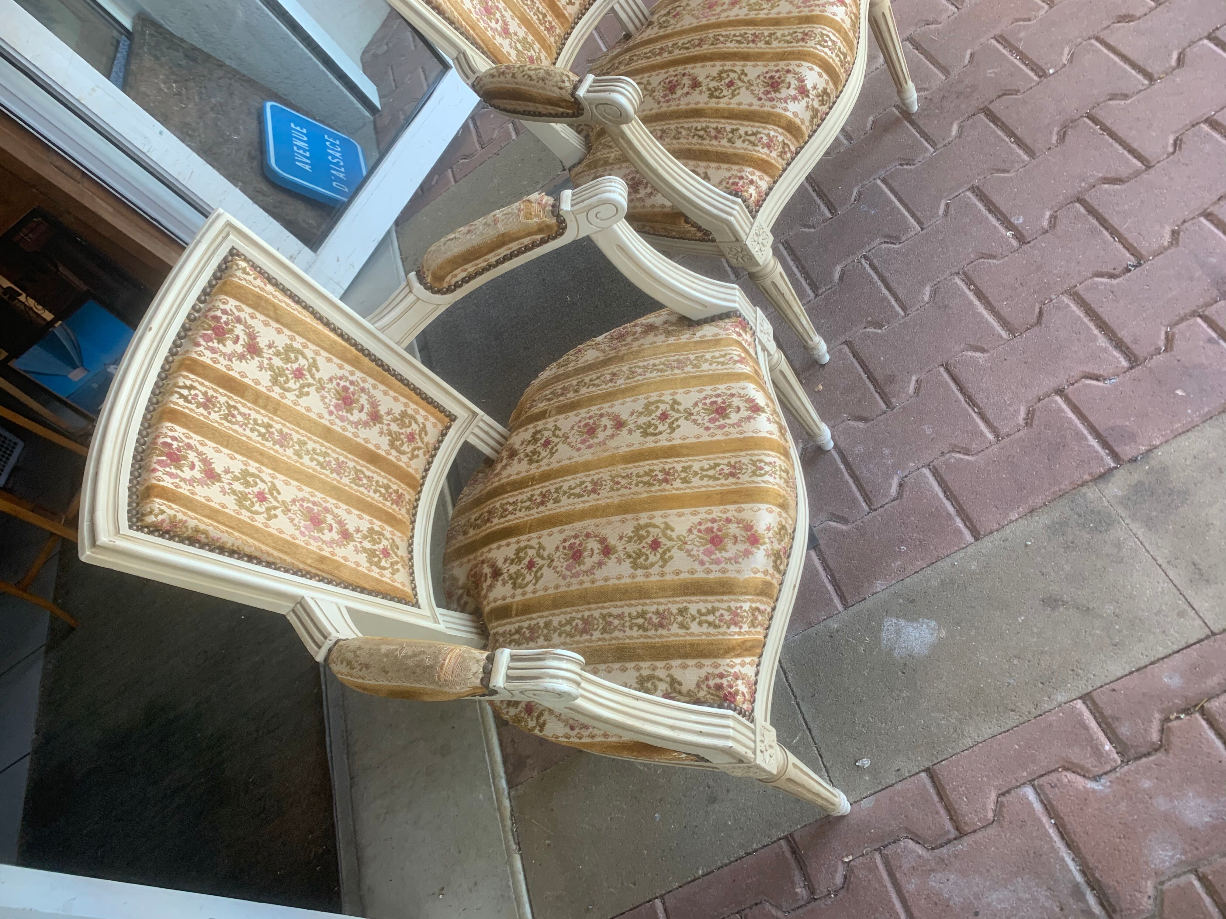 Louis XVI armchair pair