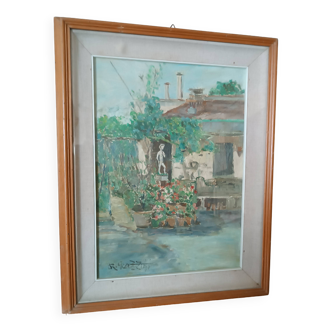 Peinture à l'huile sur toile renzo grazzini (florence 1912-1990)