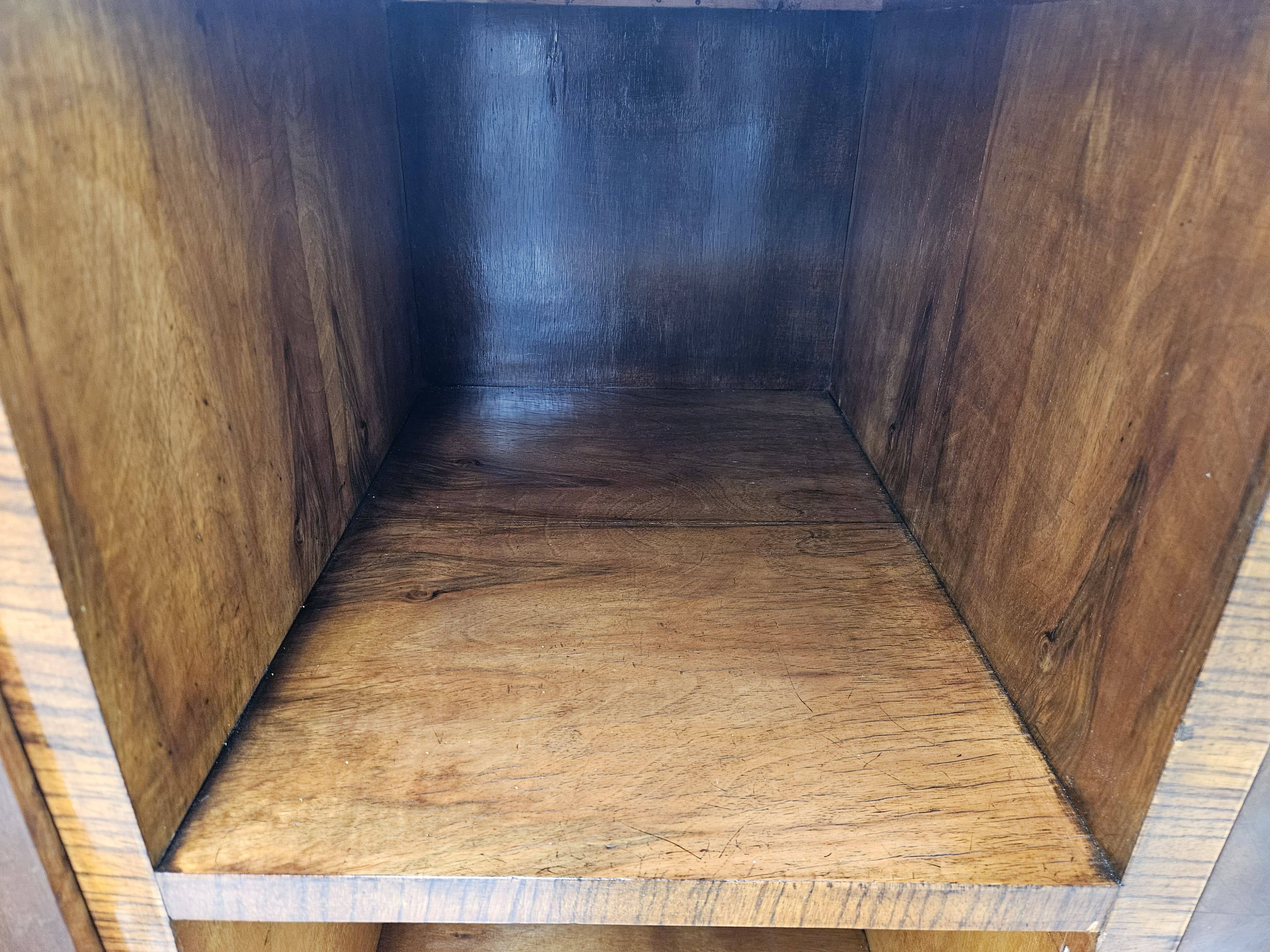 Art Deco sideboard in root walnut and fog with an aluminium base, 1940.