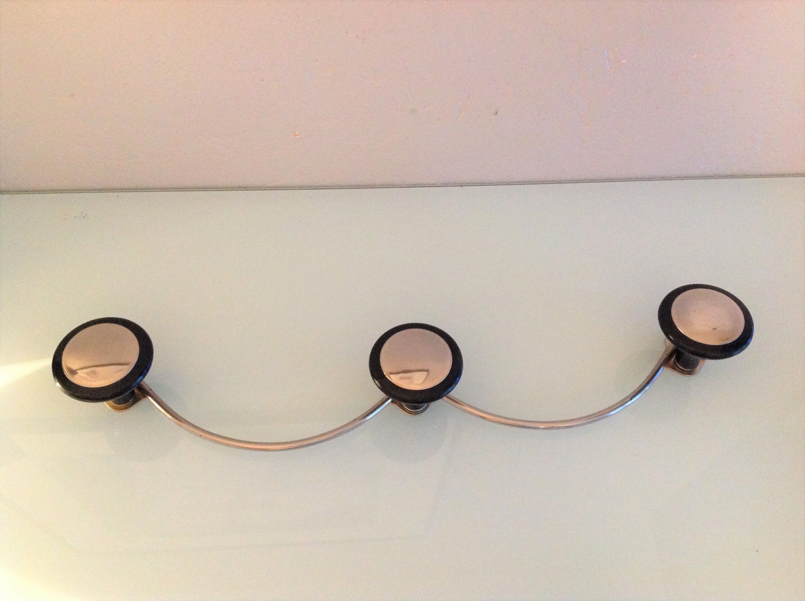 Moustache hook with three chrome heads / vintage 60s-70s