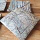 4 marbled stone cup plates