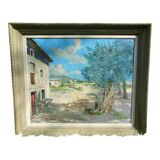 Painting "farm with olive trees in the mountains" signed Baya Bayarri