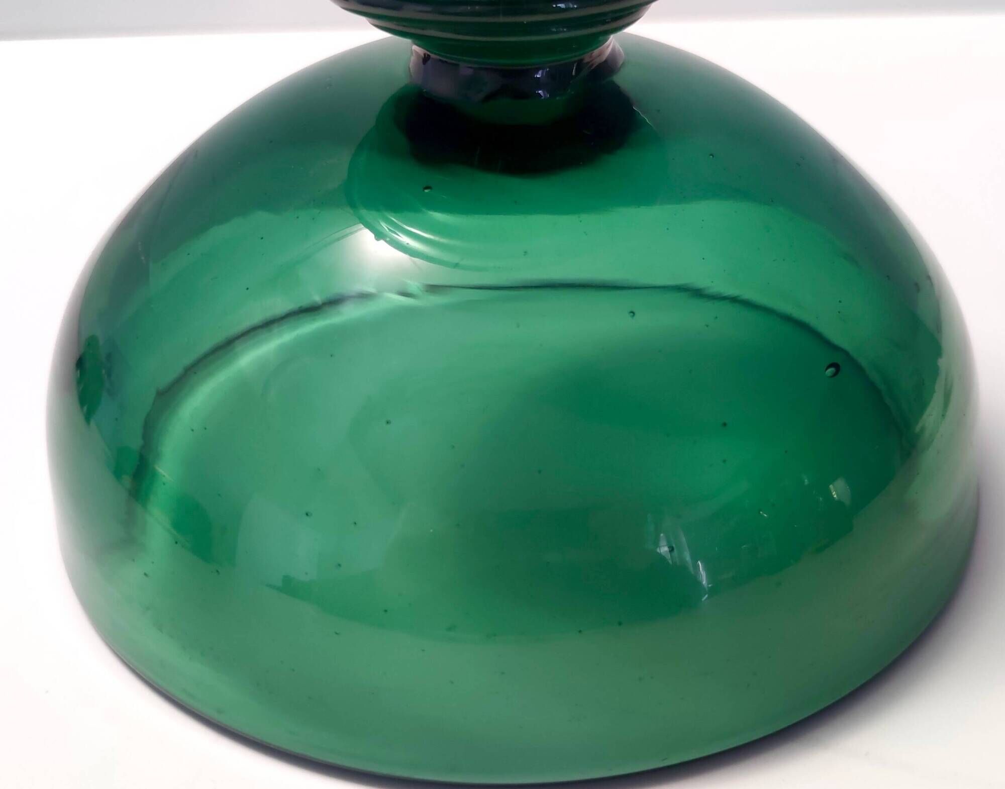 Hand Blown Green Glass Centerpiece / Bowl, Made in Empoli, Italy