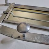 Metal wall coat rack, adjustable mirror, 3 coat hooks and a hat rack, 1950s