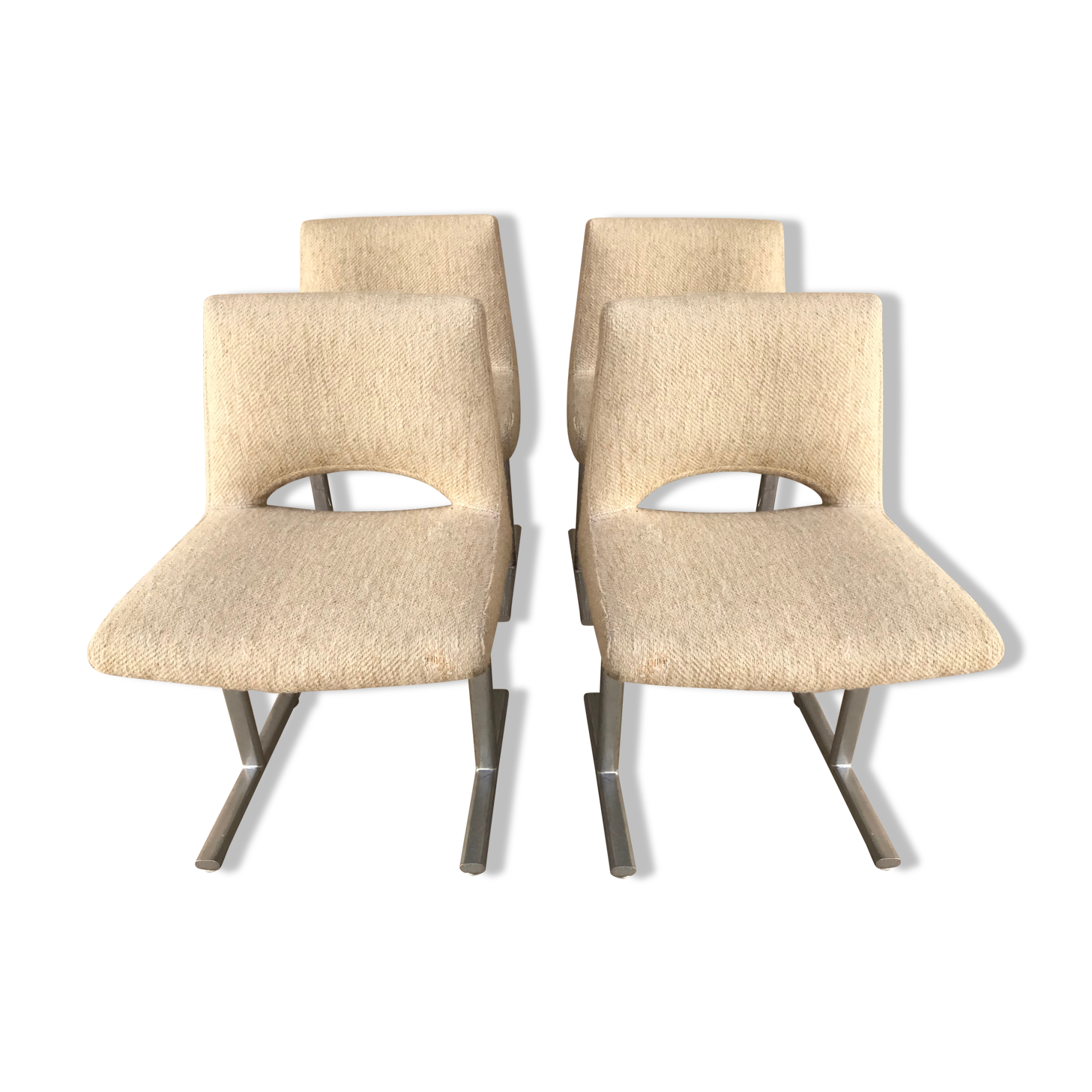 Georges Frydman's 4-chair in beige wool and m for EFA 1960