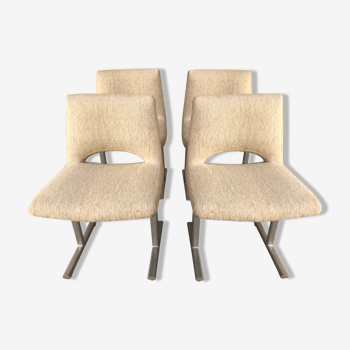 Georges Frydman's 4-chair in beige wool and m for EFA 1960
