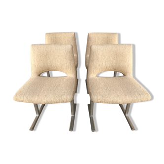 Georges Frydman's 4-chair in beige wool and m for EFA 1960