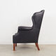 Black leather armchair, Danish design, 1970s, production: Denmark