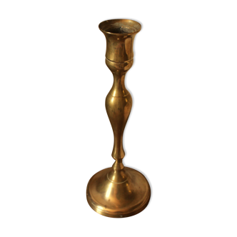 Candle holder small golden brass torch thin slender