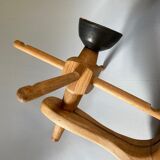 Oak ceiling lamp Guillerme & Chambron 1950