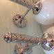 Pair of globe wall lamps in white opaline and chrome/vintage metal 70s