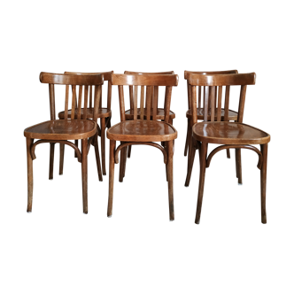Baumann bistro chairs patinated varnished wood