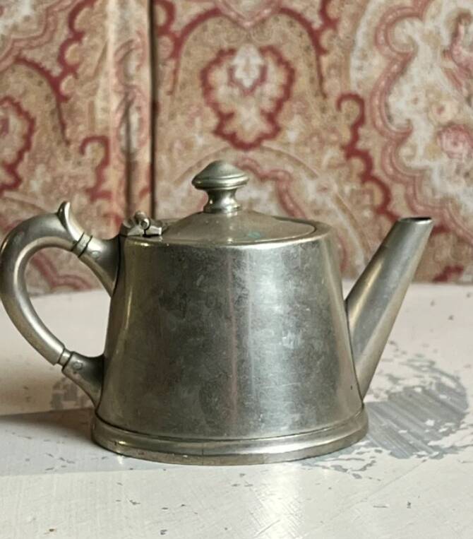 Silver-plated metal teapot or coffee pot with double hallmarks - early 20th century