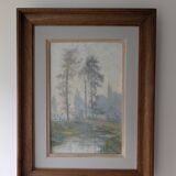Misty landscape painting